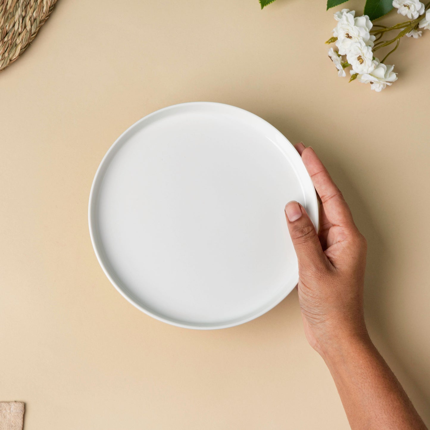 Riona Ceramic Appetizer Plate White 7 Inch