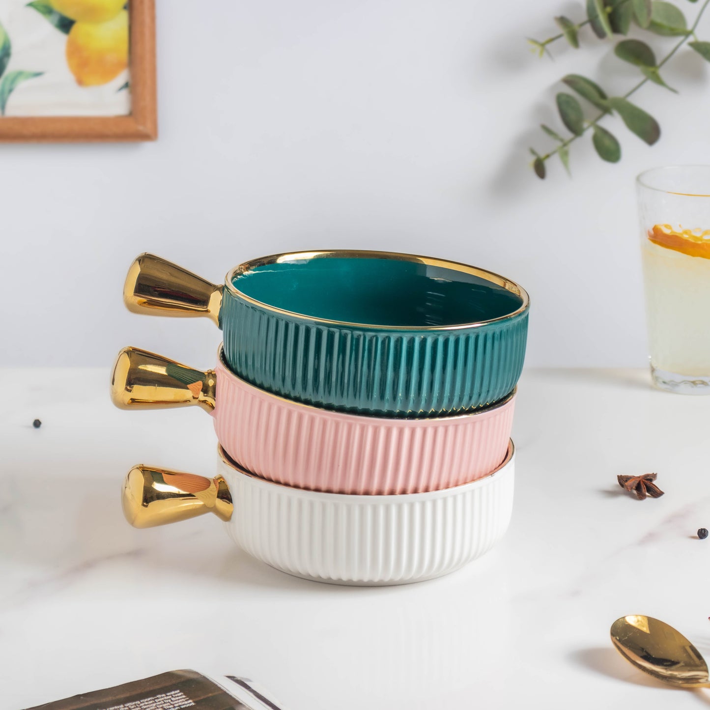 Ribbed Snack Bowl With Handle 500 ml