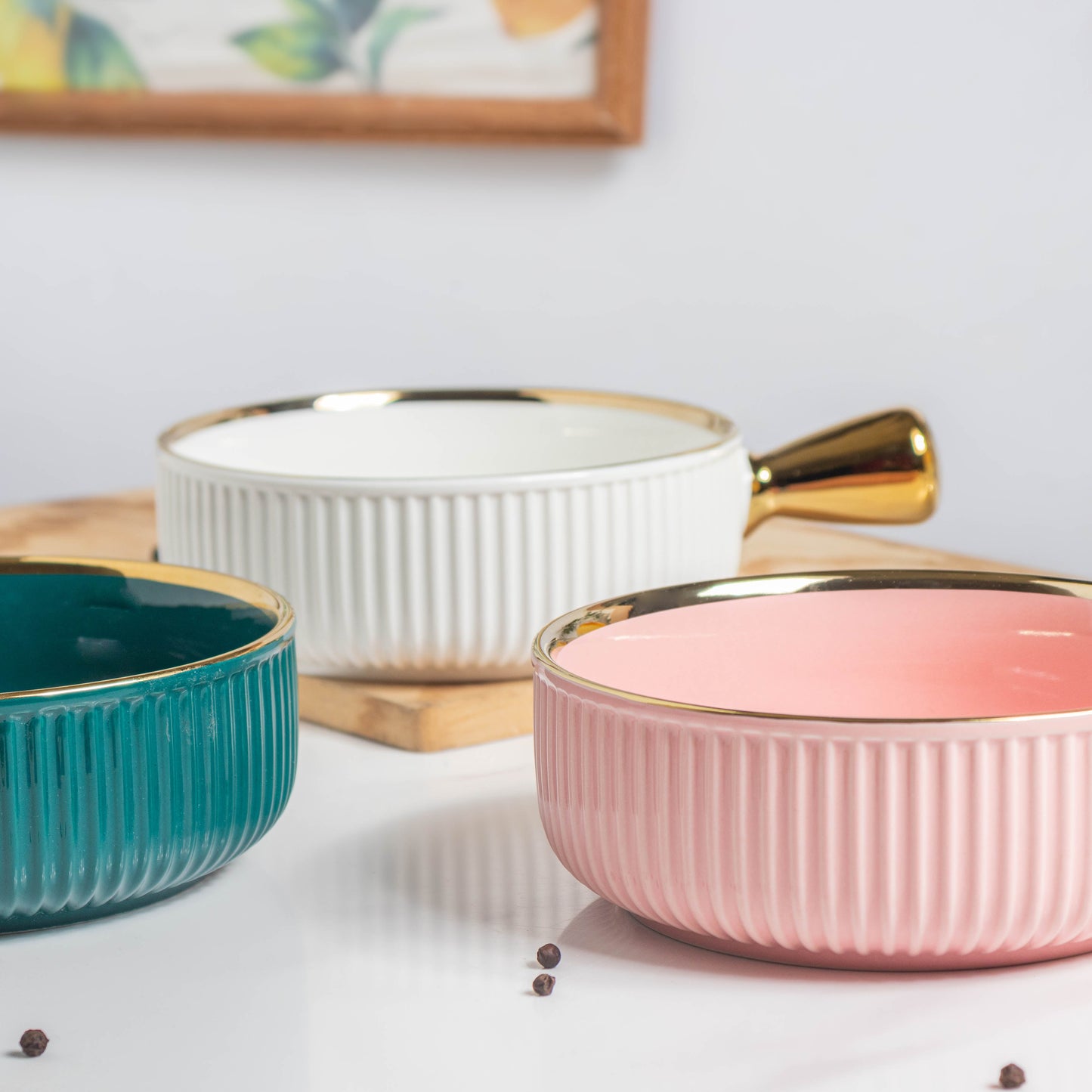 Ribbed Snack Bowl With Handle 500 ml