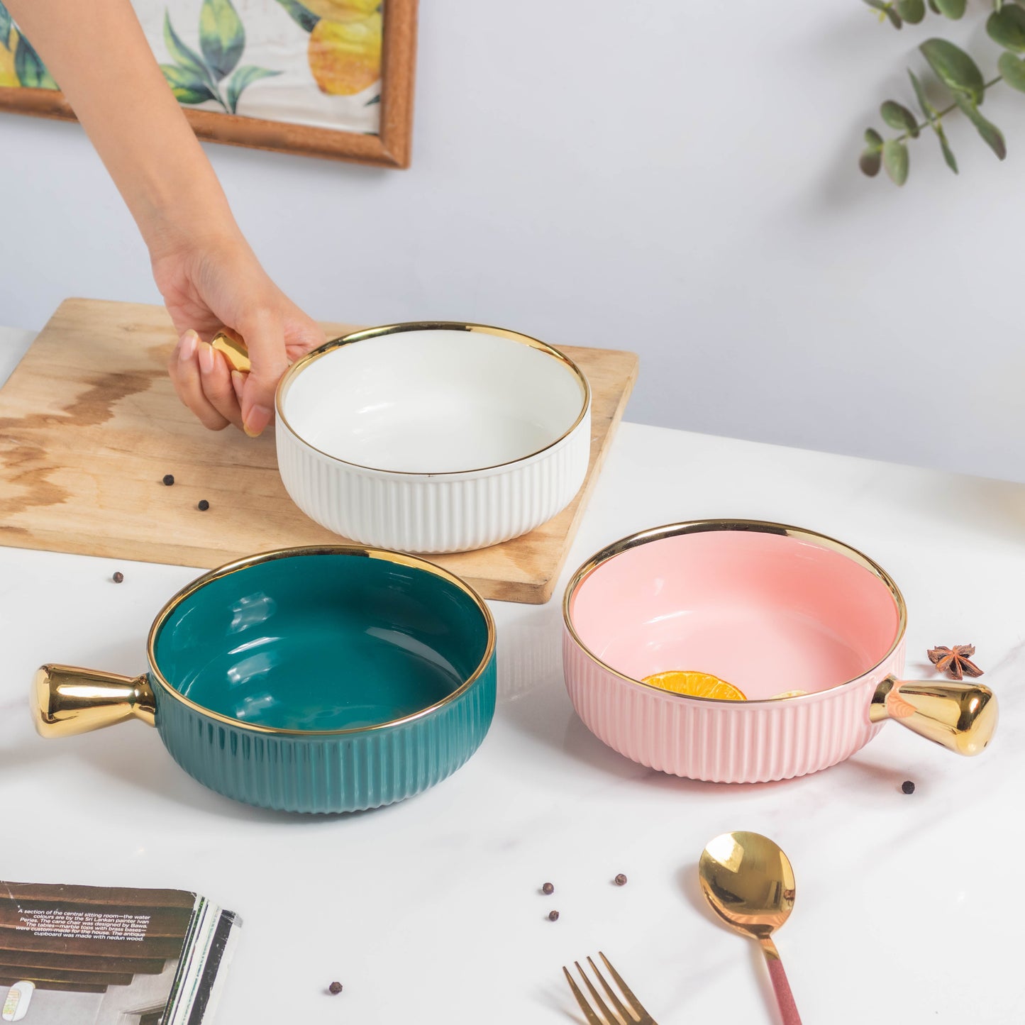 Ribbed Snack Bowl With Handle 500 ml