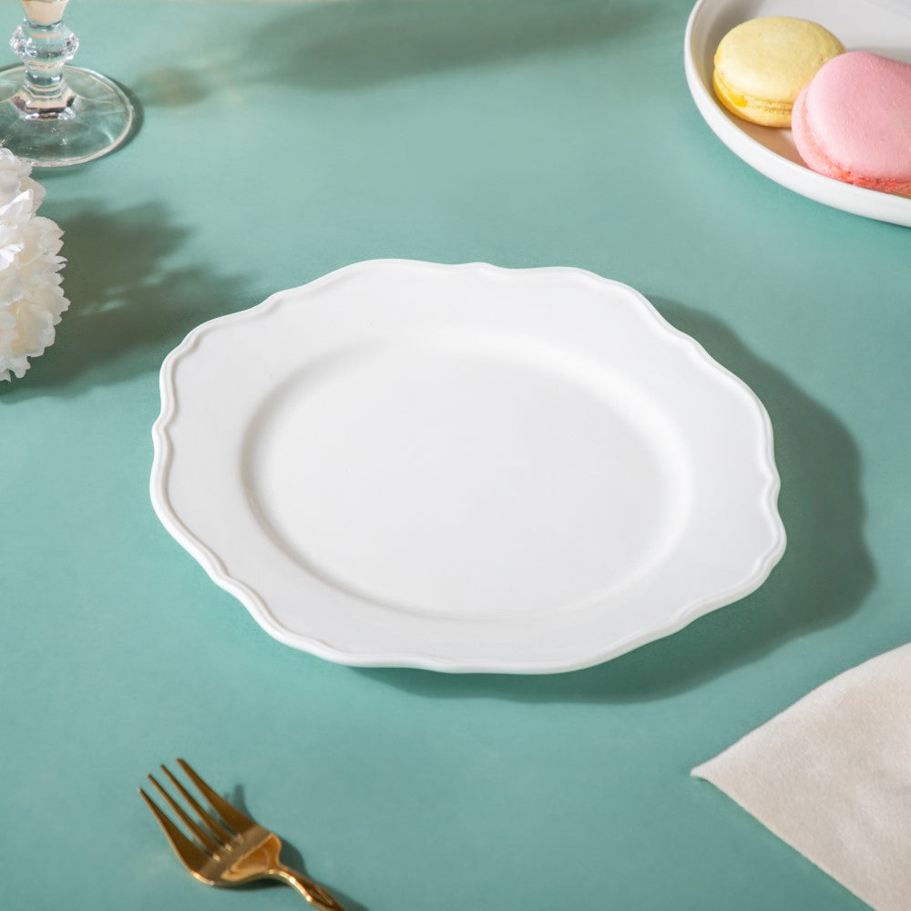 Riona Flower Ceramic Dinner Plate White 9 Inch