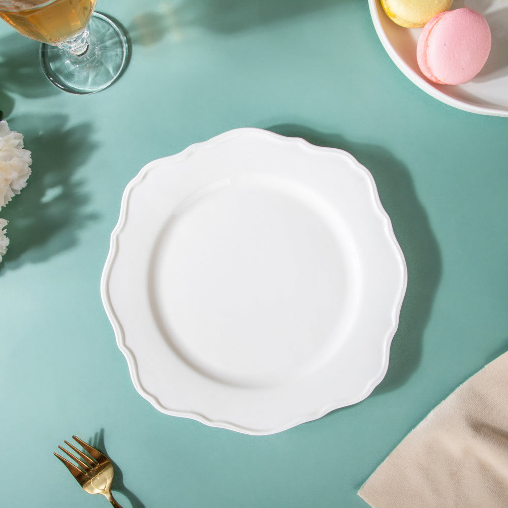 Riona Flower Ceramic Dinner Plate White 9 Inch