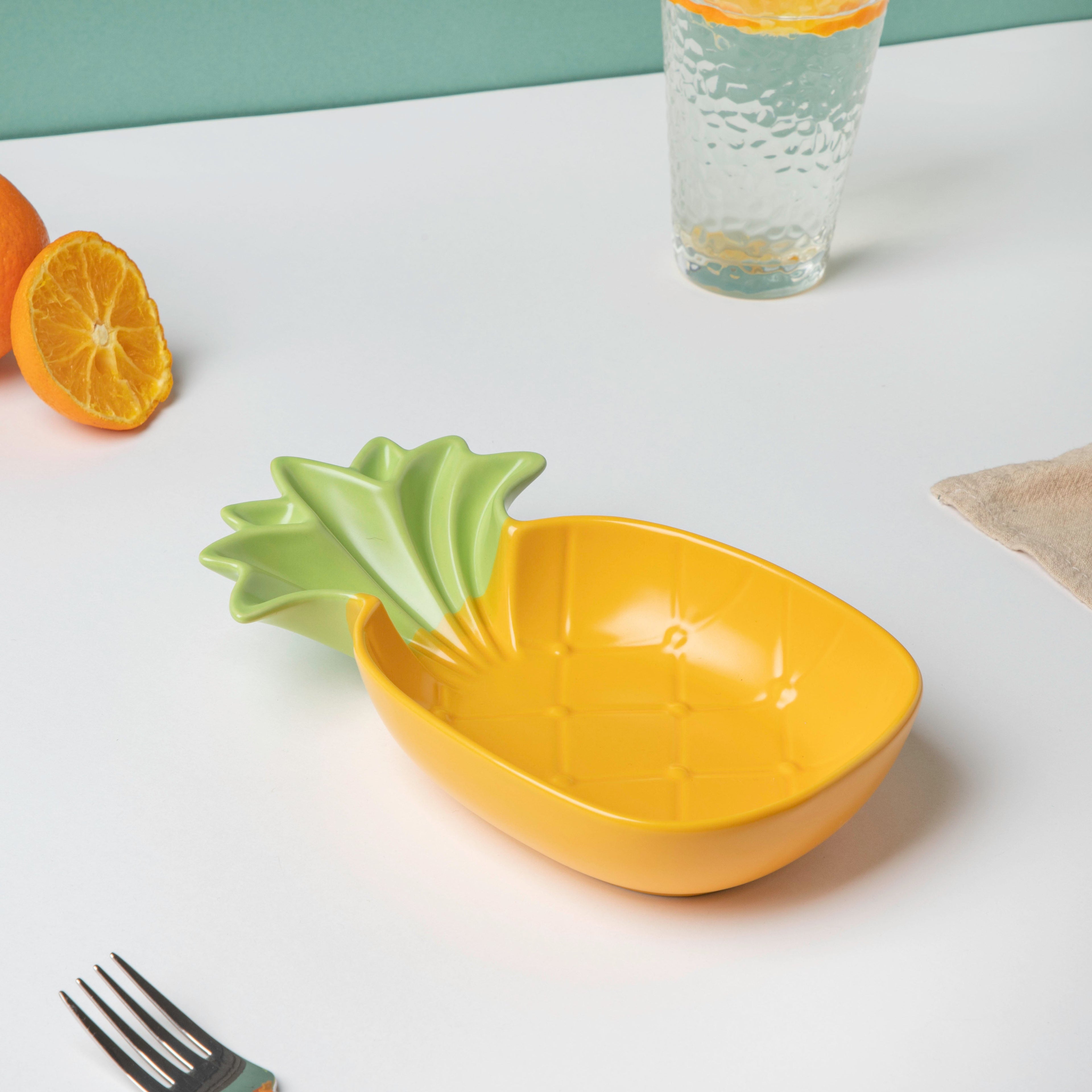 Perky Pineapple Textured Snack Plate 8 Inch