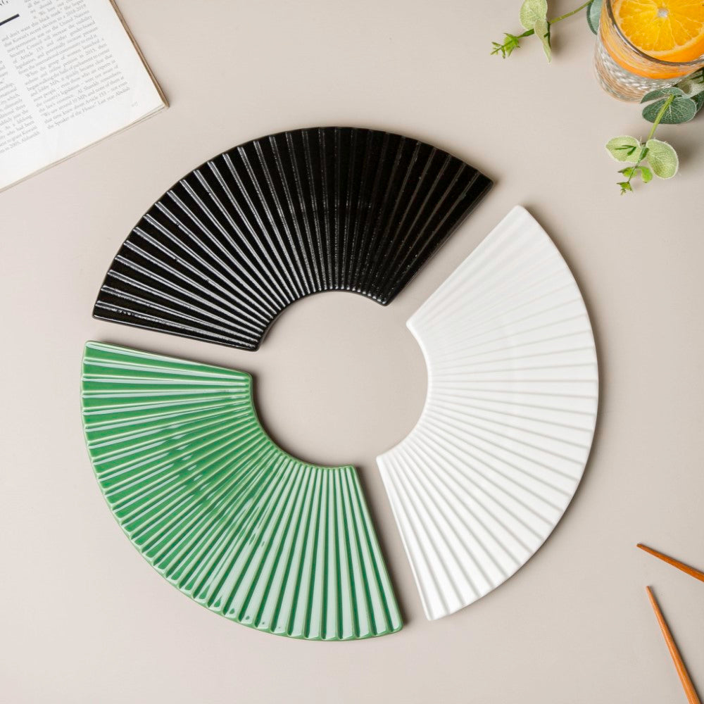 Ogi Fan Ceramic Platter Green