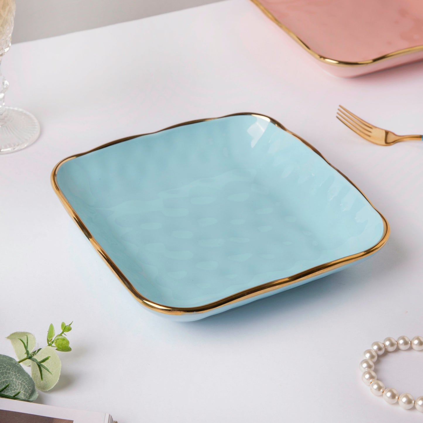 Blue Jay Square Snack Plate 8 Inch