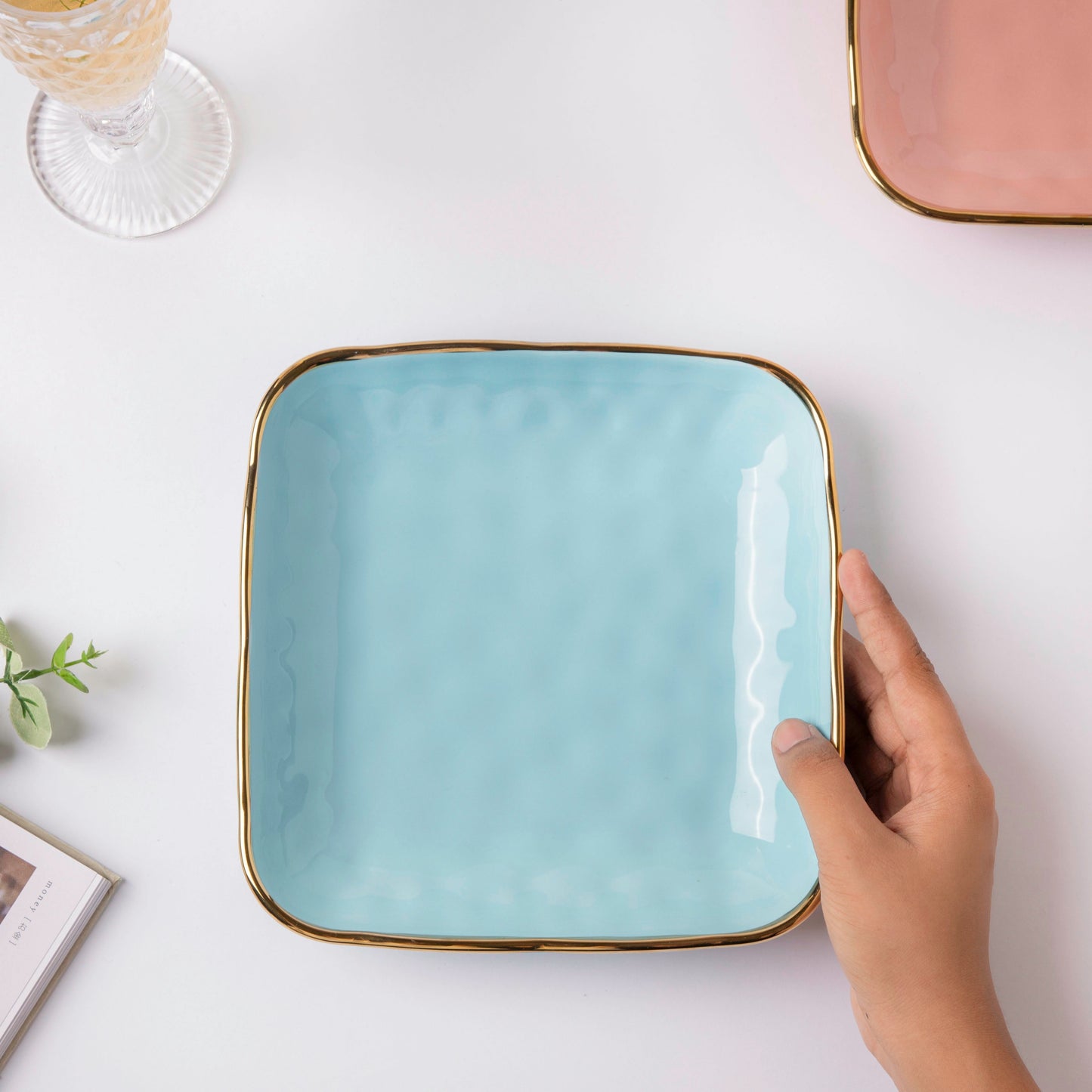 Blue Jay Square Snack Plate 8 Inch