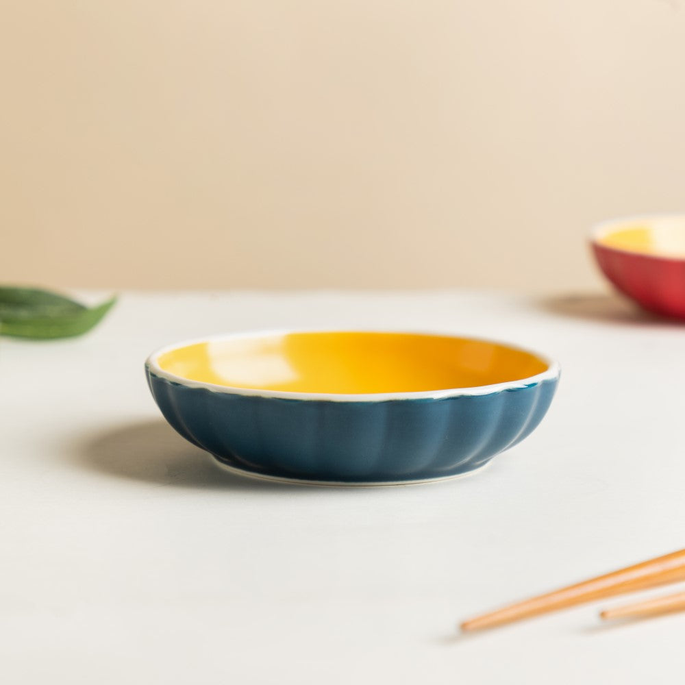 Chrome Dessert Plate Blue