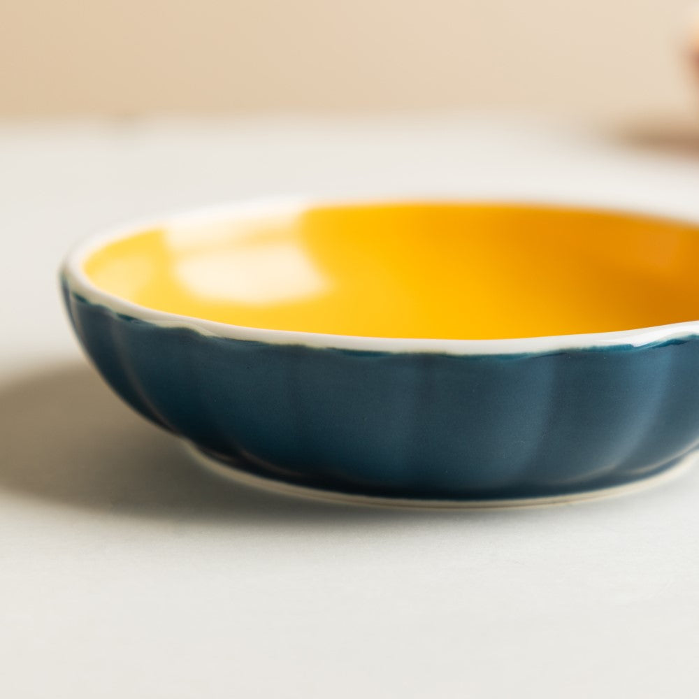 Chrome Dessert Plate Blue