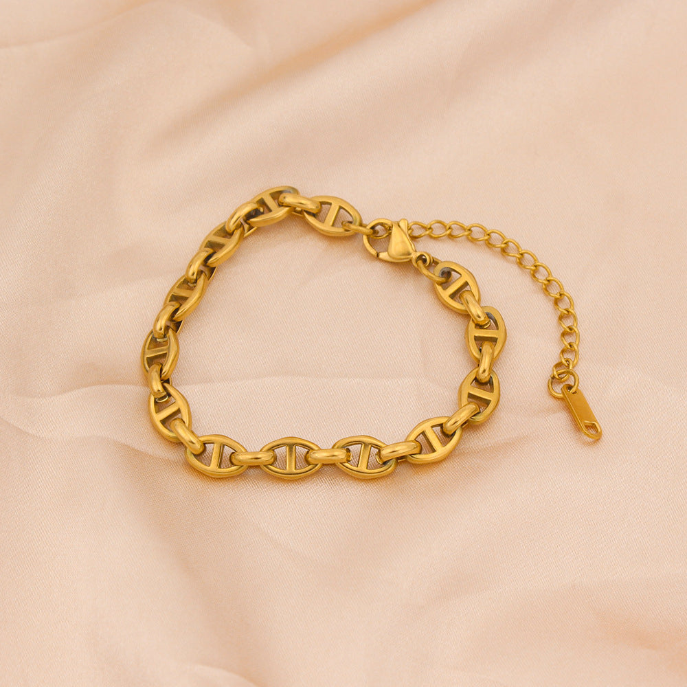 Gold D-Link Chain Bracelet | 10 MM