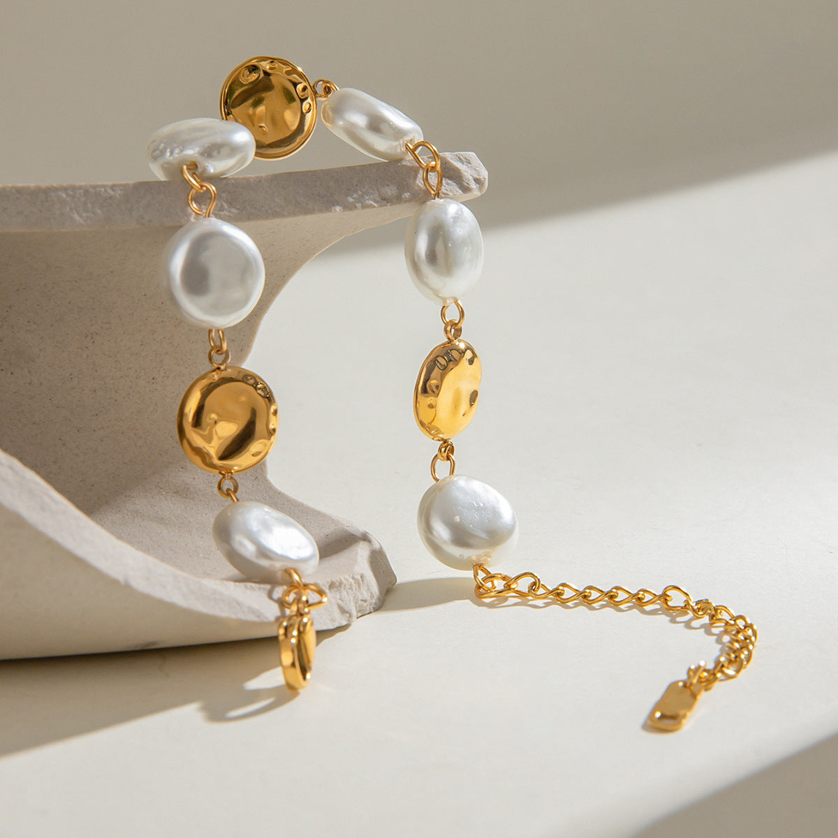 Flat Pearl Ball Chain Bracelet