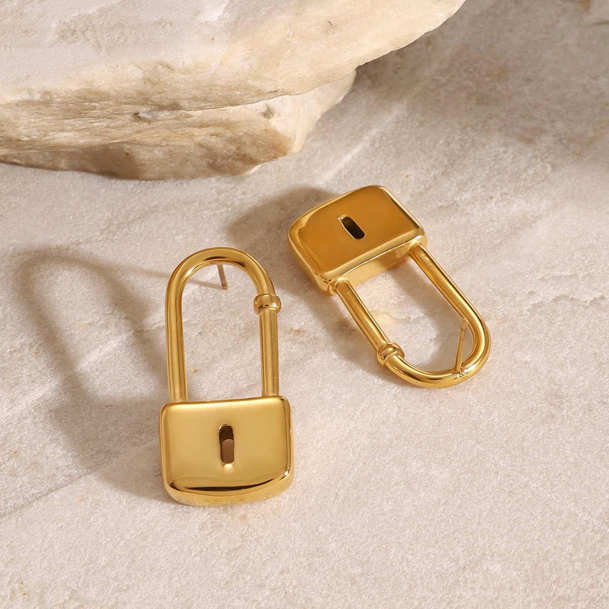 Modern Lock Drop Earrings