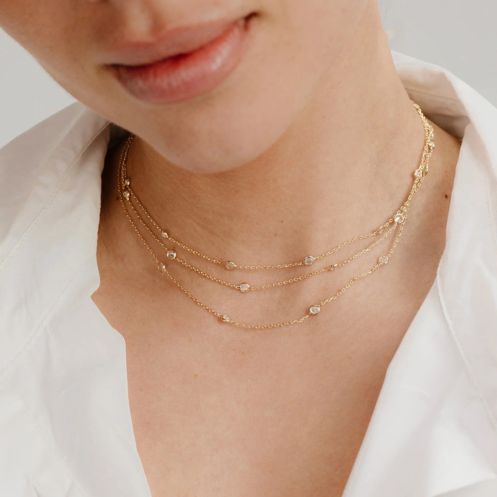 Glittering Diamond Layered Necklace