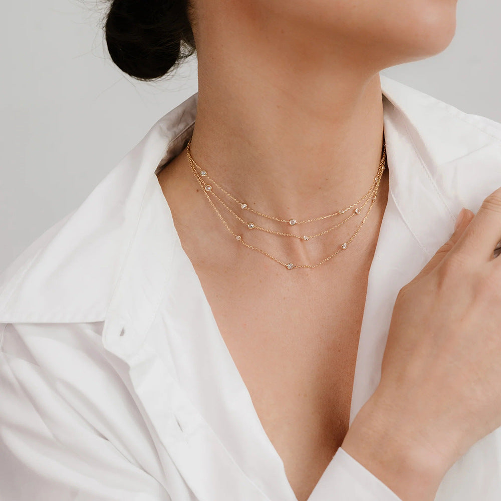 Glittering Diamond Layered Necklace
