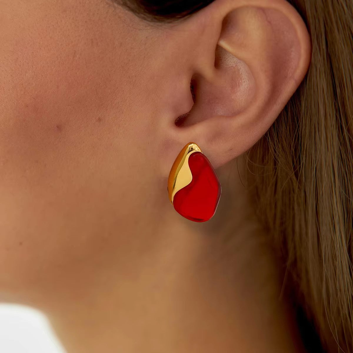 Red Carnelian Stud Earrings