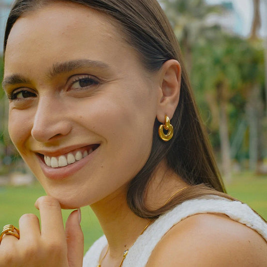 Gold Chic Oval Drop Earrings