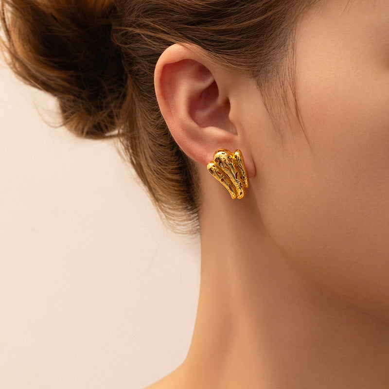 Textured Banana Stud Earrings