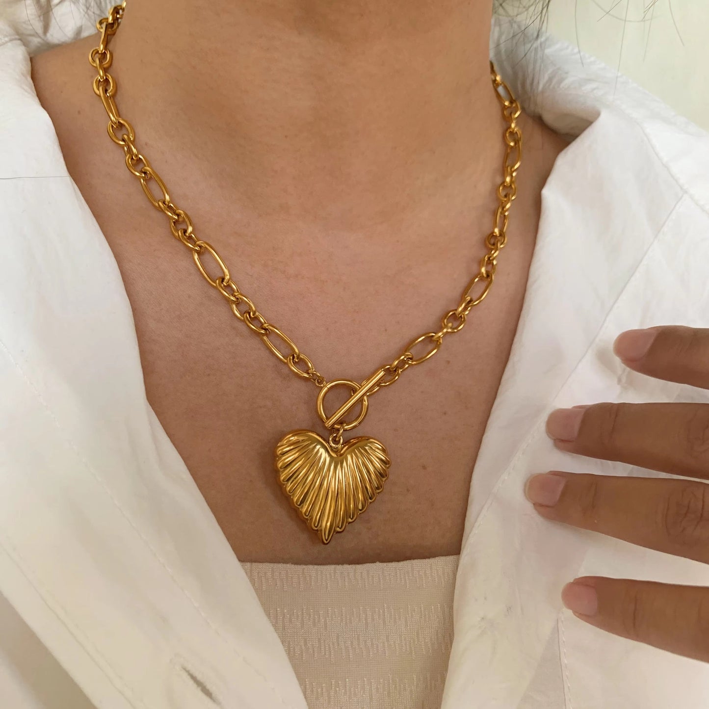 Engraved Heart Chain Necklace