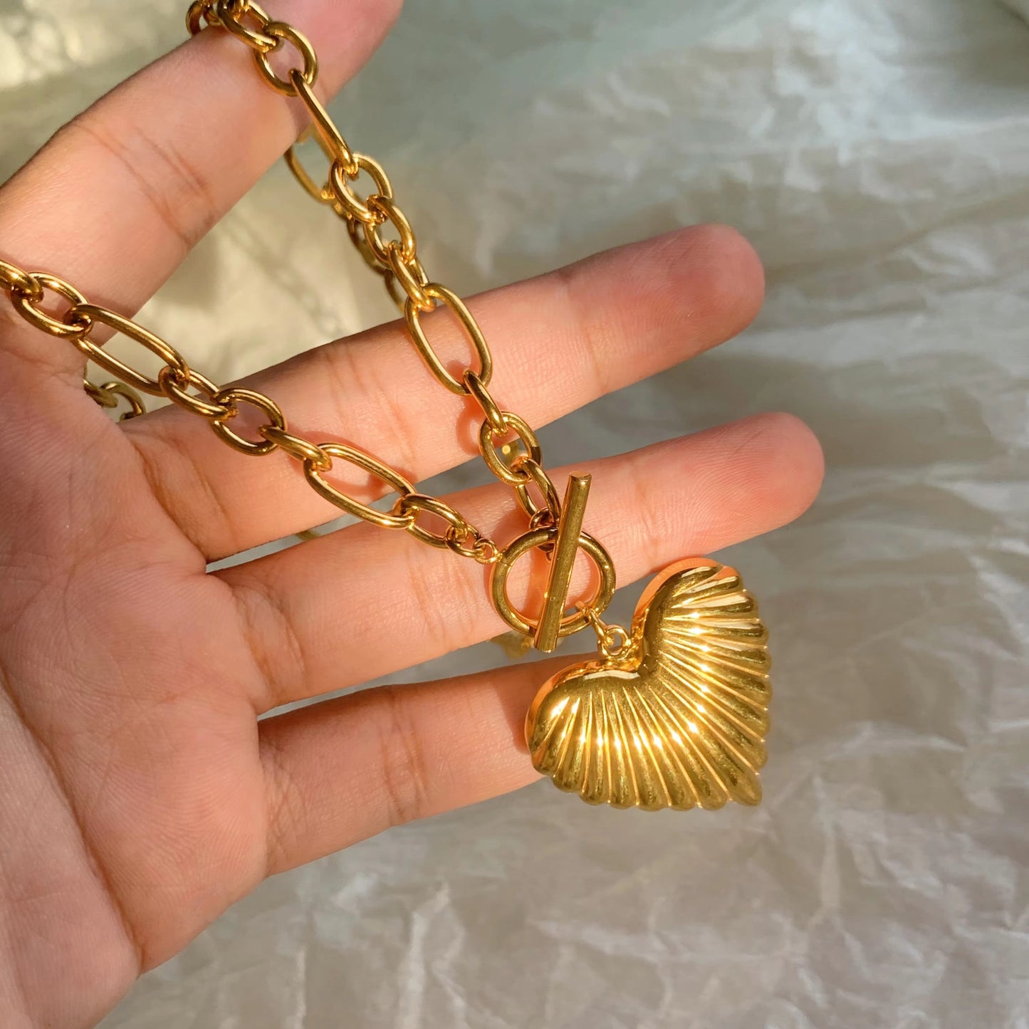 Engraved Heart Chain Necklace