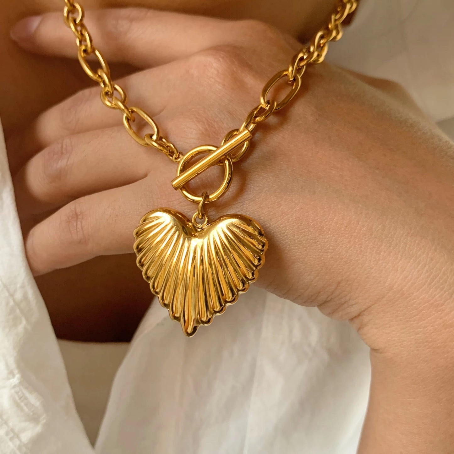 Engraved Heart Chain Necklace