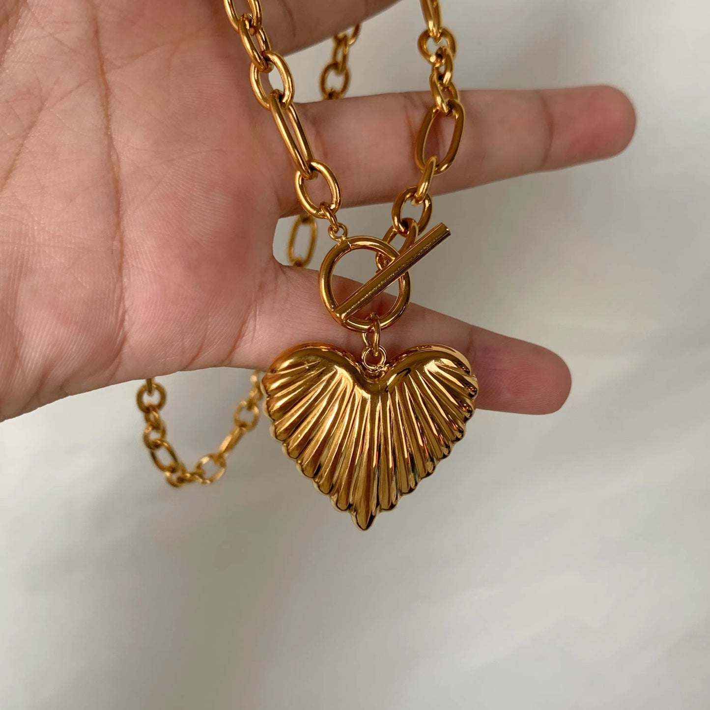Engraved Heart Chain Necklace