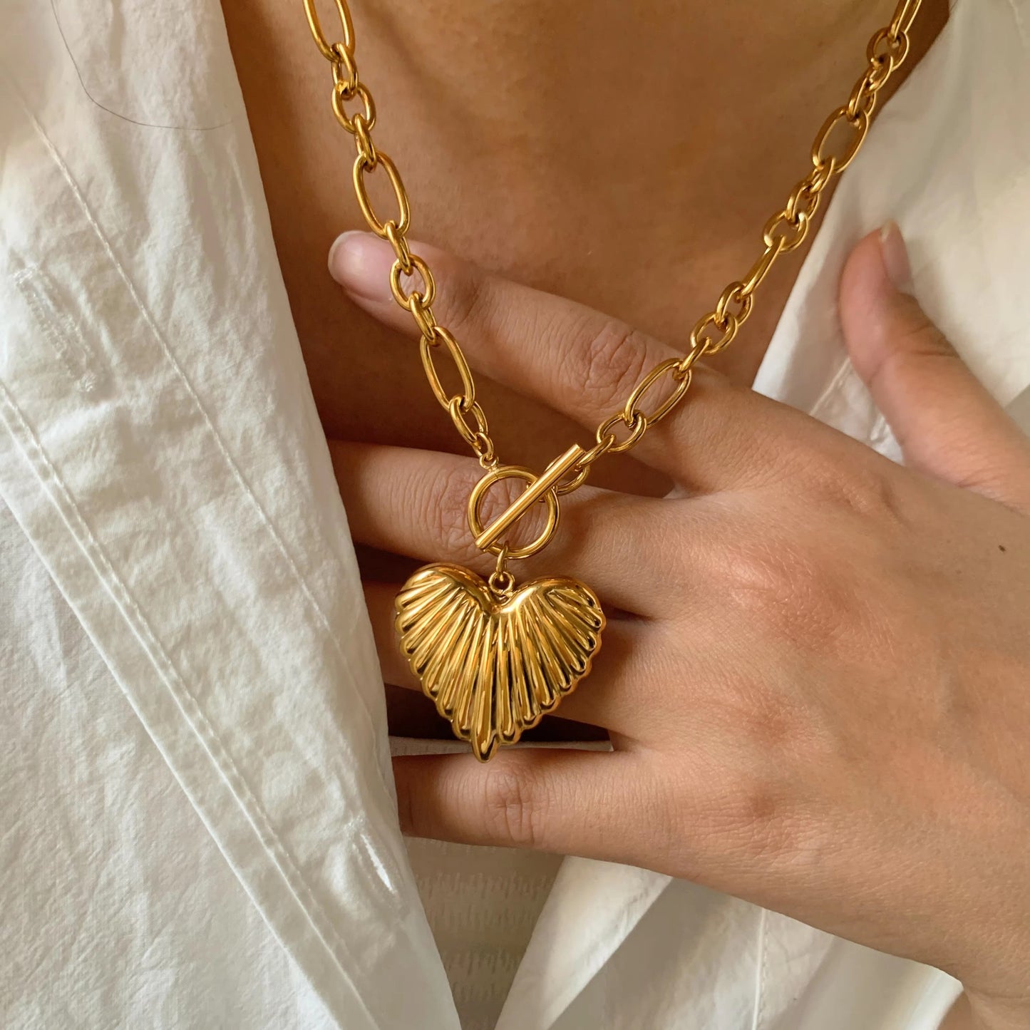 Engraved Heart Chain Necklace