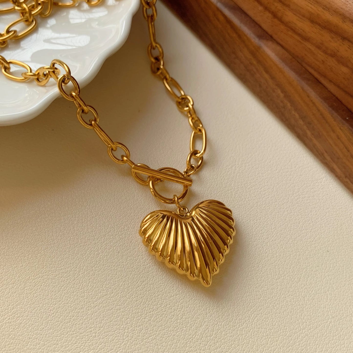 Engraved Heart Chain Necklace