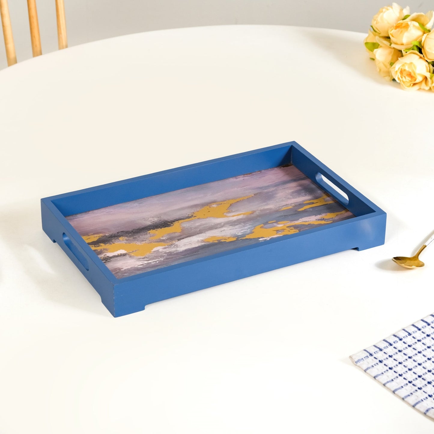 Impressionism Sky Art Tray Set Of 2 Blue