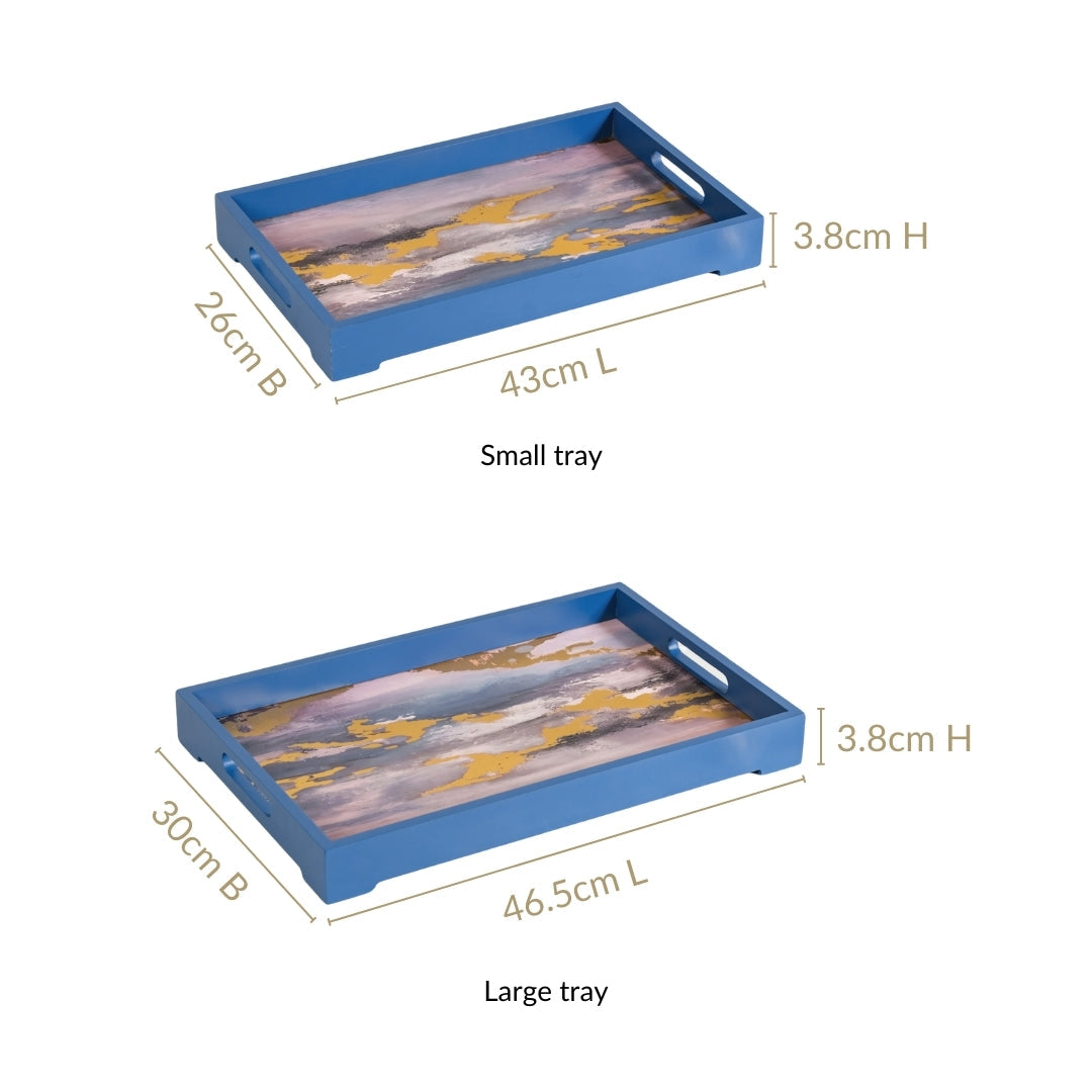 Impressionism Sky Art Tray Set Of 2 Blue
