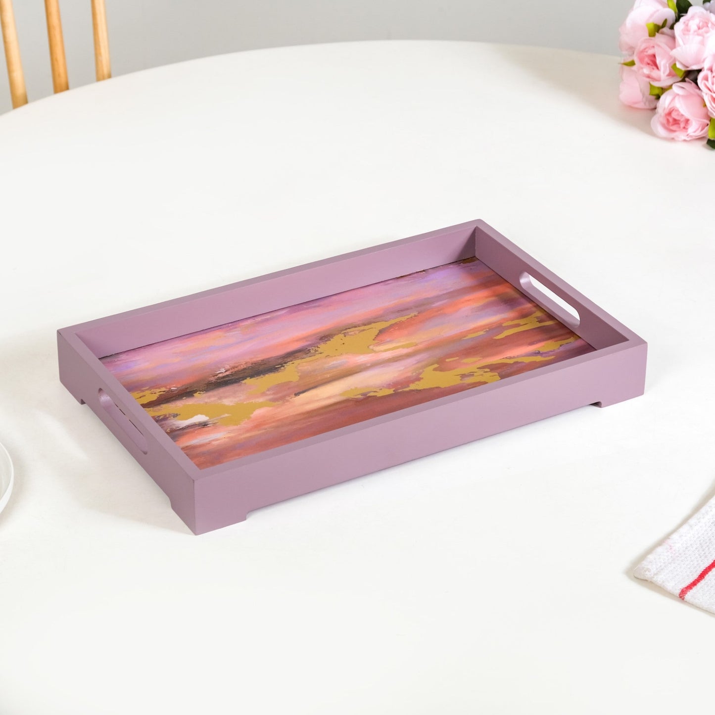 Impressionism Sky Art Tray Set Of 2 Mauve