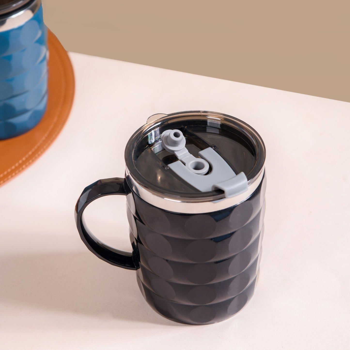 Portable Travel Mug For Couples Set Of 2 Black 400ml