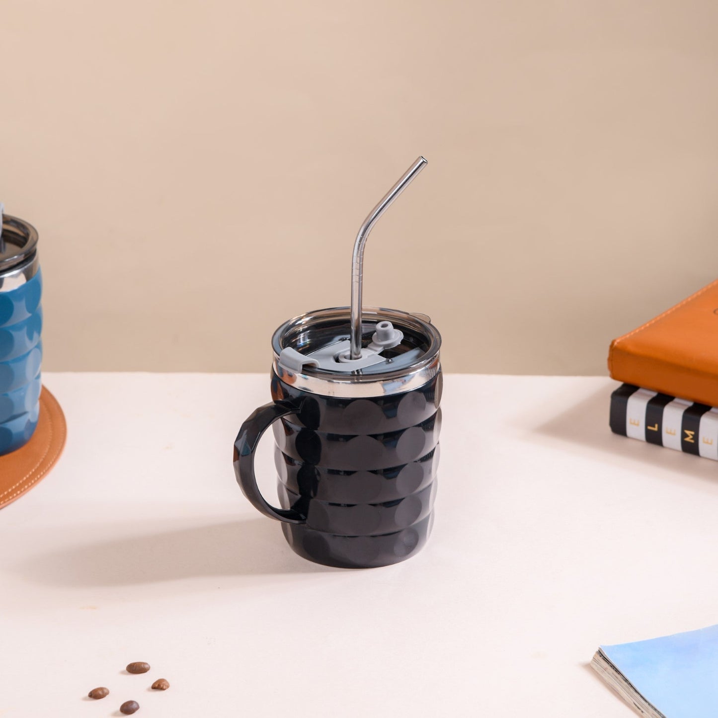 Portable Travel Mug For Couples Set Of 2 Black 400ml