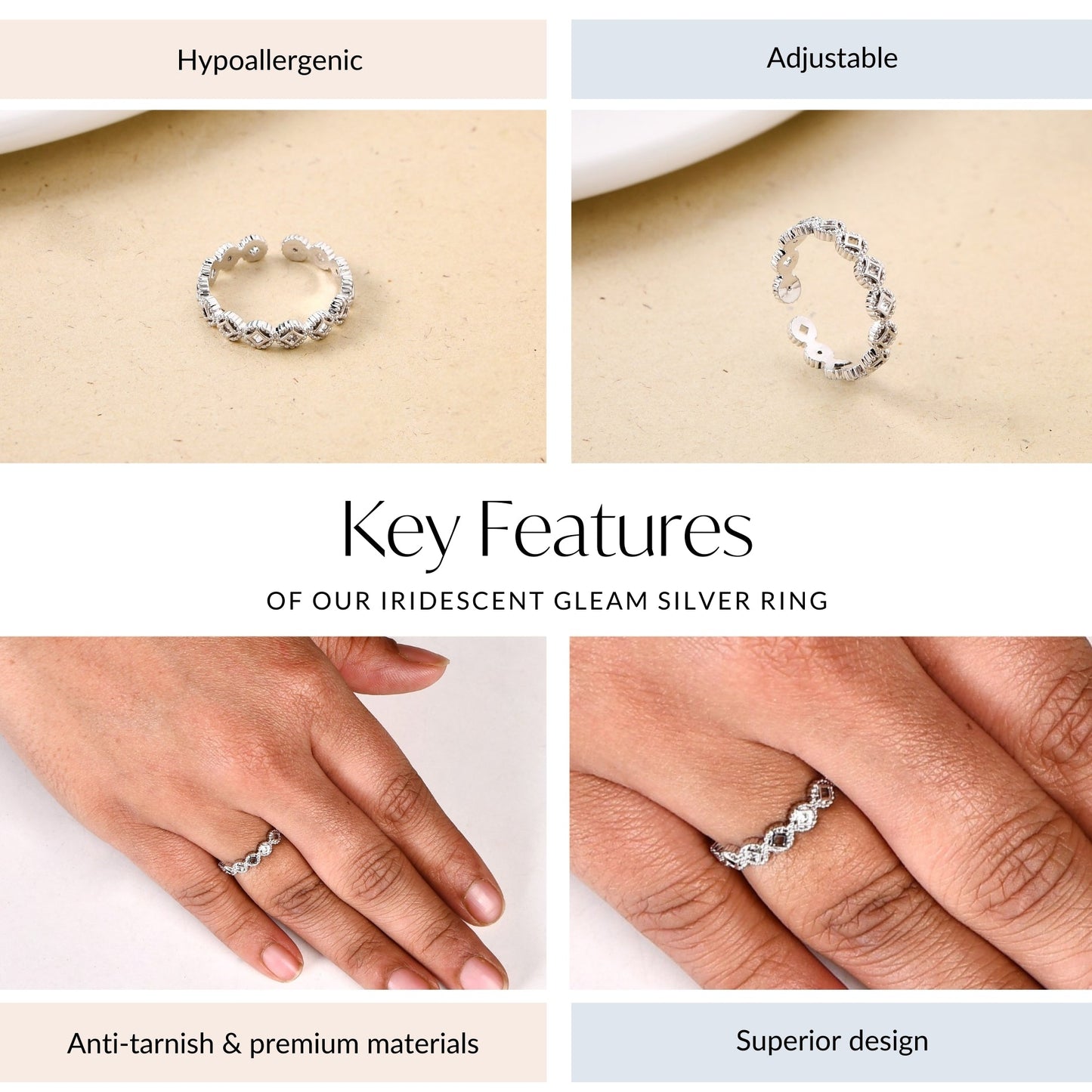Iridescent Gleam Silver Ring