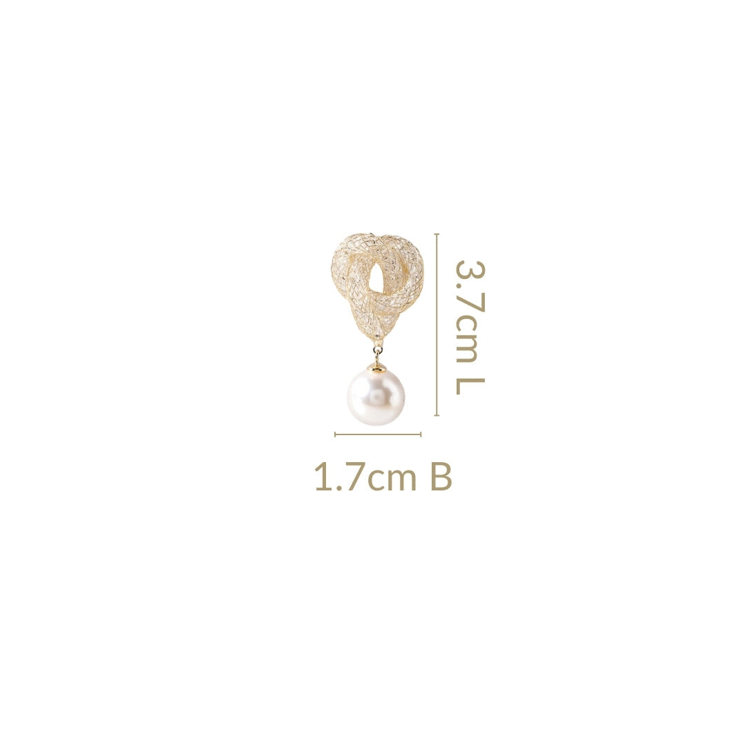 Iridescent Twist And Pearl Drop Earrings Gold