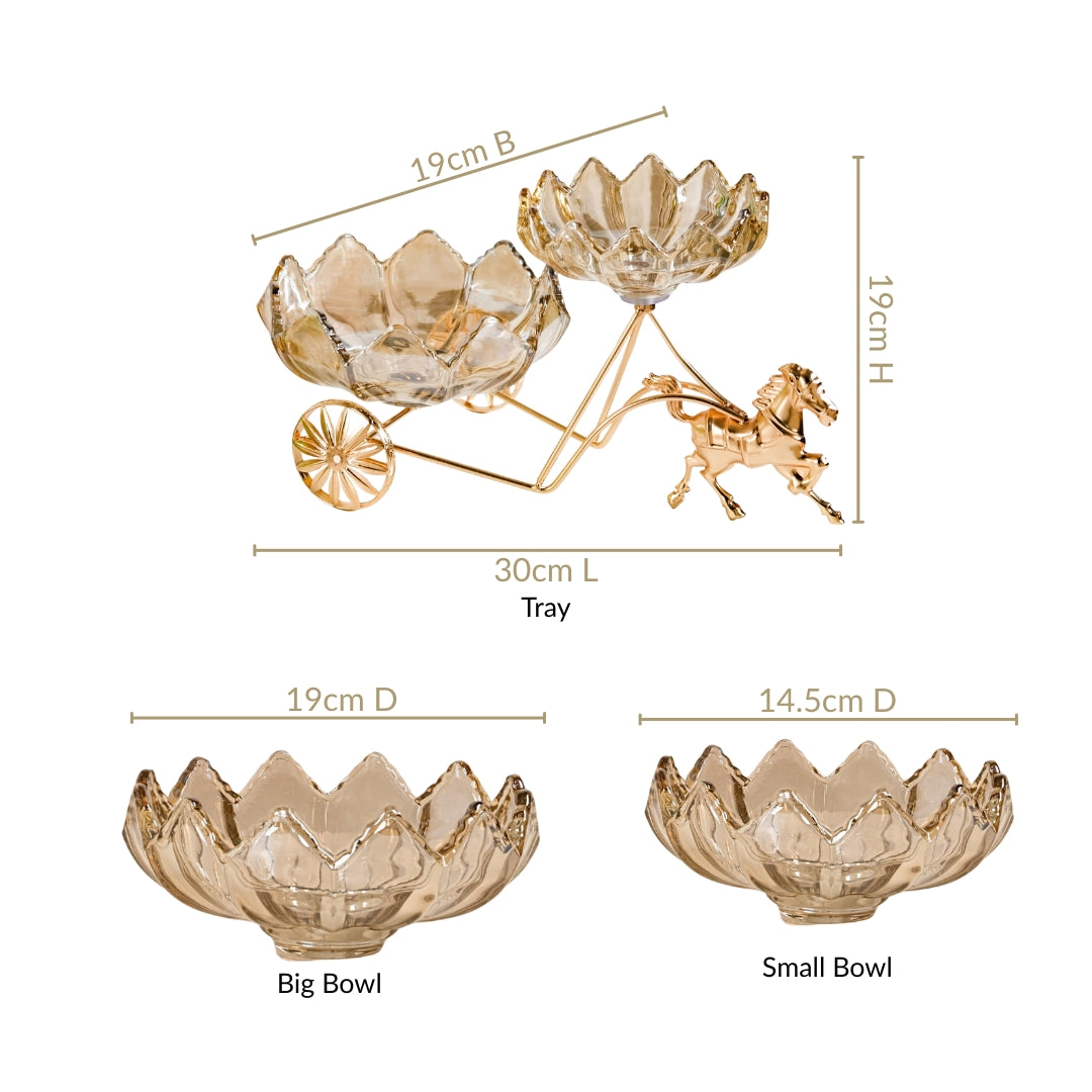 Gold Chariot Glass Decorative Bowls