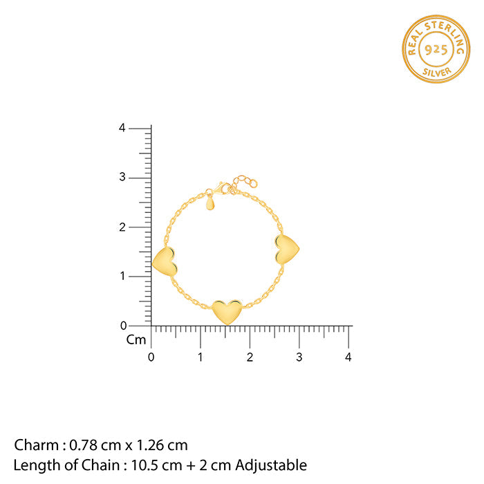 Golden Triple Heartbeat Kids Bracelet (0 - 2 Years)