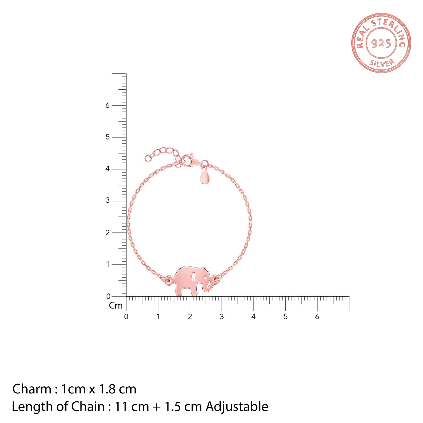 Rose Gold Jumbo Elephant Kid's Bracelet (0 - 2 Years)