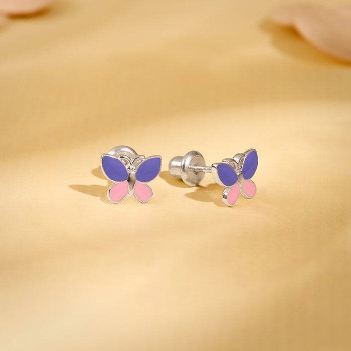 Silver Winglet Kids Stud Earrings