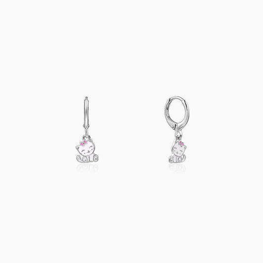 Silver Cute Kitty Kids Earrings