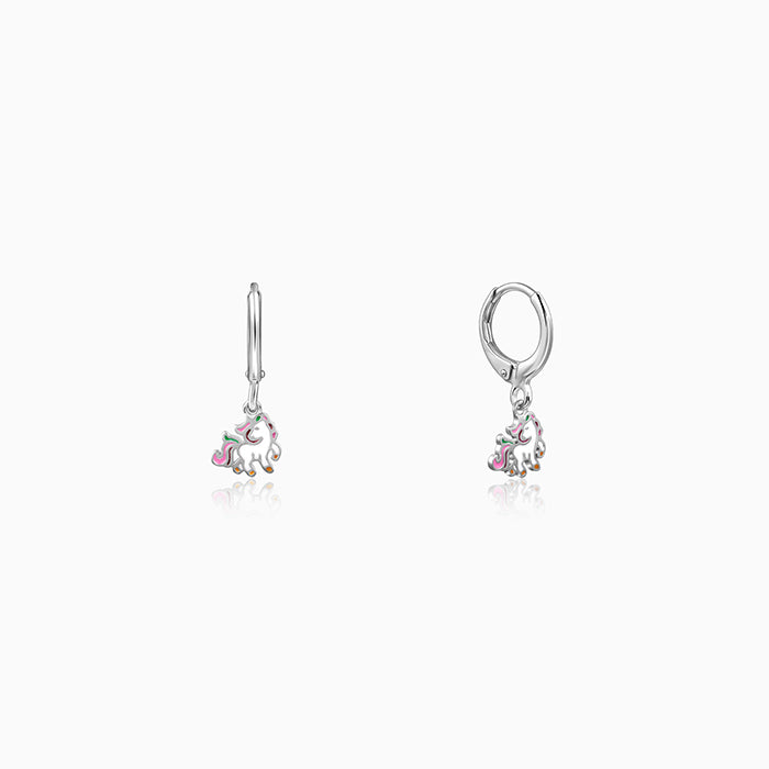 Silver The Unicorn Hoop Kids Earrings