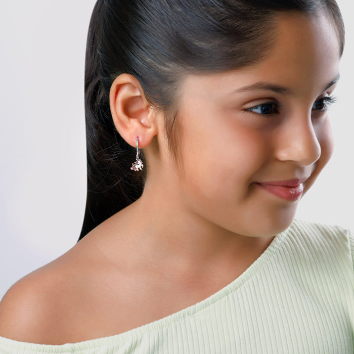Silver The Unicorn Hoop Kids Earrings