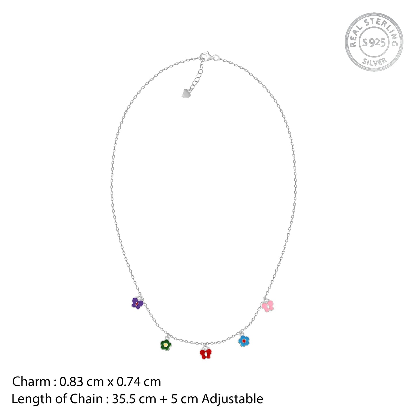 Silver Colourful Flutter Kids Necklace
