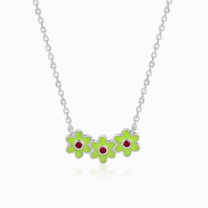 Silver Triple Bloom Kids Necklace