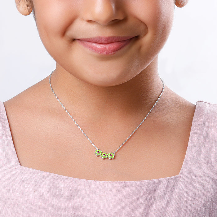 Silver Triple Bloom Kids Necklace