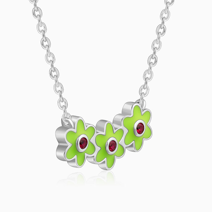 Silver Triple Bloom Kids Necklace