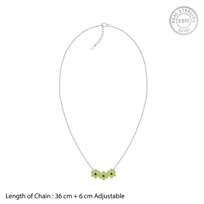 Silver Triple Bloom Kids Necklace