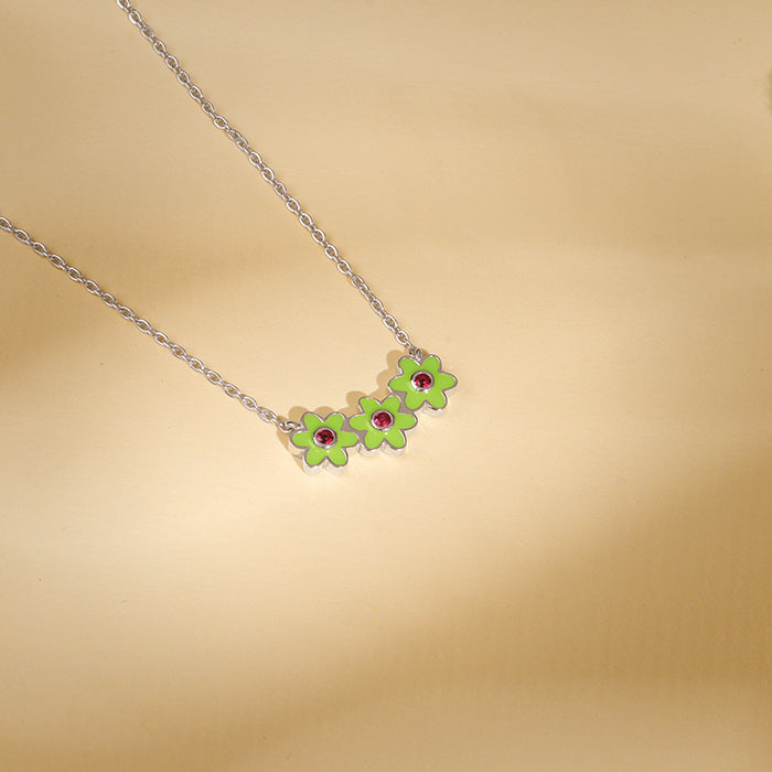 Silver Triple Bloom Kids Necklace