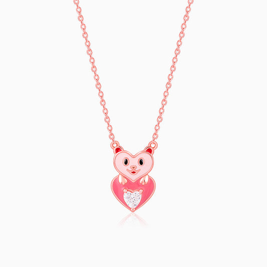 Rose Gold Cutie Heart Boo Kids Necklace