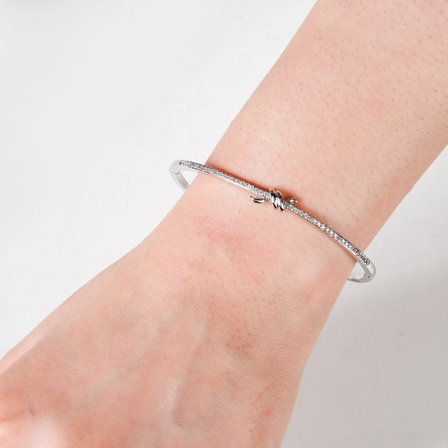 Knotted Glamour Silver Cuff Bracelet
