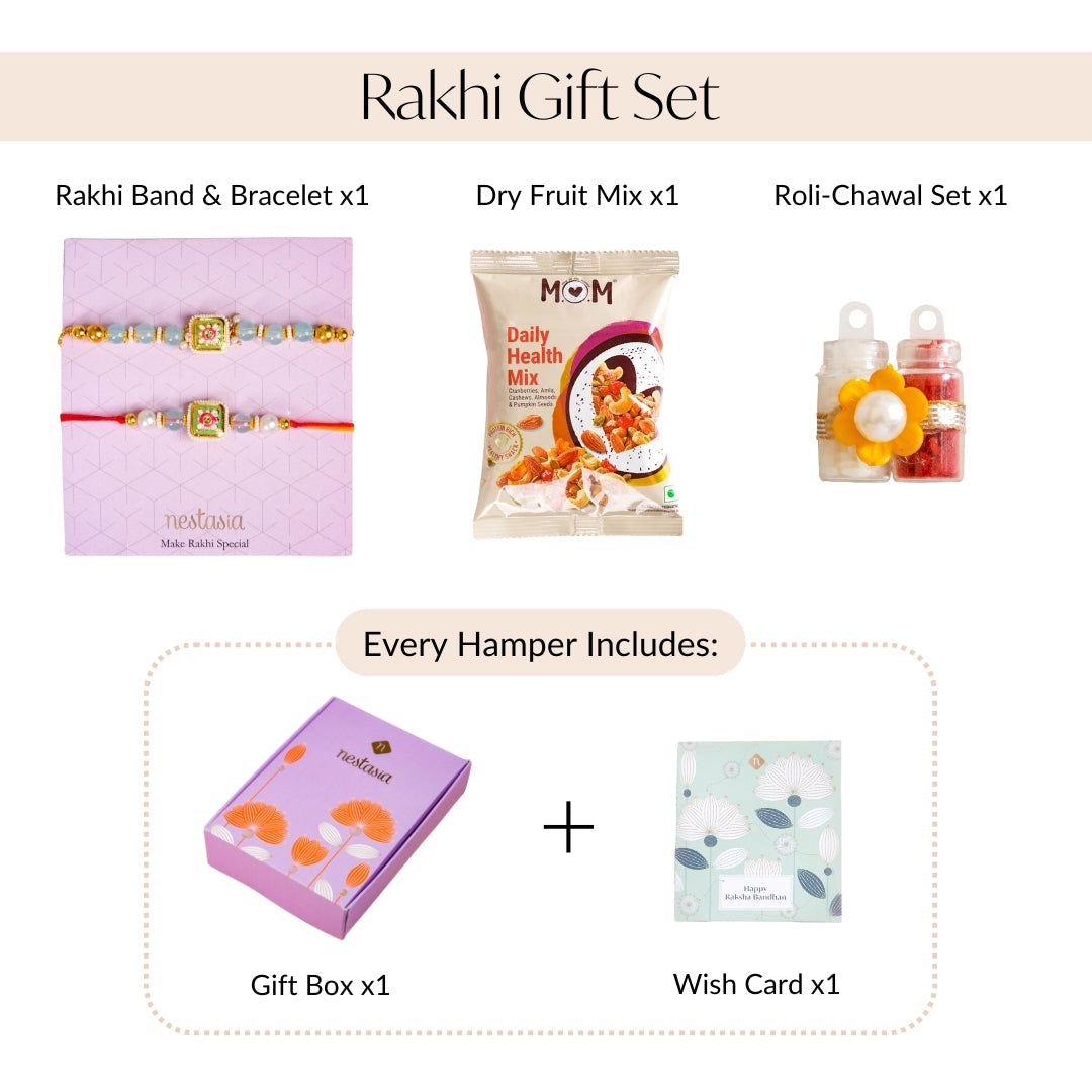Kundan Motif Rakhi Bracelet Gift Set