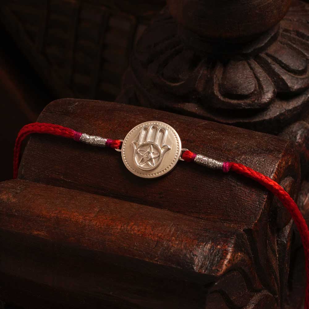 The Blessed Palm 0.01 Carat Lab-Grown Diamond 999 Silver Coin Rakhi